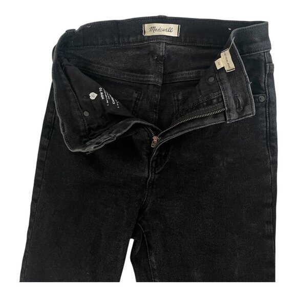 Madewell Cali Demi-Boot Jeans Black Wash Raw-Hem Edition Zipper Pockets Size 26 - Picture 5 of 7